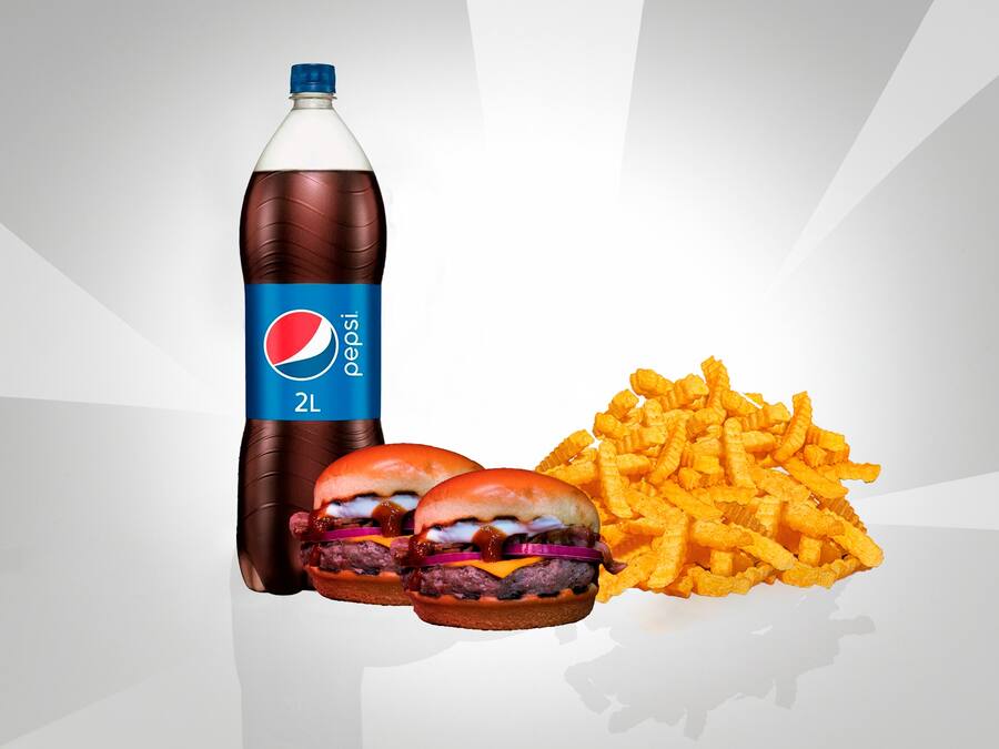 Combo 2 Burguers Bacon + Fritas M + Refri Grátis